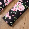 2pcs Kid Girl Tie Knot Stand Collar Velvet Tee and Floral Print Leggings Set Pink image 4