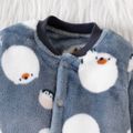 Baby Polar Bear and Penguin Allover Fluffy Long-sleeve Jumpsuit Bluish Grey
