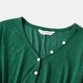 Family Matching Green Long-sleeve Drawstring Dresses and Colorblock T-shirts Sets Green image 3
