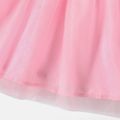 Barbie Toddler Girl Letter Print Cotton Mesh Splice Long-sleeve Pink Dress Pink