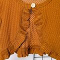Toddler Girl Solid Color Ruffled Waffle Long-sleeve Cardigan Jacket Brown image 4