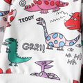 Peppa Pig 2pcs Toddler Boy Dinosaur Print Sweatshirt and Letter Print Pants Set White image 3