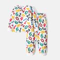 2pcs Toddler Boy Number Print Long-sleeve Tee and Pants Pajamas Sleepwear Set MultiColour image 2