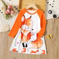 Criança Menina Costuras de tecido Infantil Raposa Vestidos laranja image 1