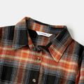 Family Matching Brown Plaid Button Front Shirts and Long-sleeve Belted Dresses Sets Brown image 4