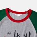 Christmas Family Matching Reindeer & Letter Print Green Raglan-sleeve Pajamas Sets (Flame Resistant) redblack image 3