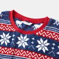 Christmas Family Matching Allover Snowflake & Deer Print Long-sleeve Thermal Flannel Tops Blue image 5