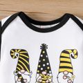 New Year 3pcs Baby Boy/Girl Long-sleeve Graphic Romper and Plaid Pants with Hat Set BlackandWhite image 3