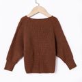 Toddler Girl Trendy Twist Front Brown Knit Sweater Brown image 2