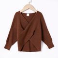 Toddler Girl Trendy Twist Front Brown Knit Sweater Brown image 1