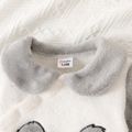 Baby Boy/Girl Koala Embroidered Contrast Collar Long-sleeve Fuzzy Jumpsuit ColorBlock image 3