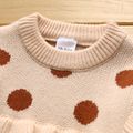 2pcs Toddler Girl Polka dots Ruffled Sweater and Pleated Skirt Set Brown image 3