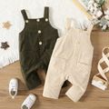 Baby Boy/Girl Button Front Solid Corduroy Overalls DARKARMYGREEN image 2