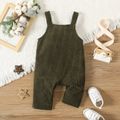 Baby Boy/Girl Button Front Solid Corduroy Overalls DARKARMYGREEN image 3