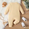 Baby Boy Lion Embroidered Striped Long-sleeve Jumpsuit Creamcolored image 2