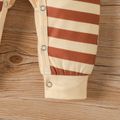 Baby Boy Lion Embroidered Striped Long-sleeve Jumpsuit Creamcolored image 5