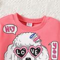 2pcs Kid Girl Character Print Pink Sweatshirt and Elasticized Skirt Set Pink image 2