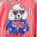 2pcs Kid Girl Character Print Pink Sweatshirt and Elasticized Skirt Set Pink image 3