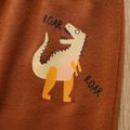 2pcs Toddler Boy Dinosaur Print Pullover Sweatshirt and Elasticized Brown Pants Set Colorful image 5