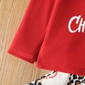 2 قطع طفل فتاة عيد الميلاد طويلة الأكمام الأحمر المحملة وسانتا طباعة مجموعة سروال متوهج أحمر image 5