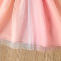 Toddler Girl Letter Print Ruffled Mesh Splice Long-sleeve Pink Dress pink image 5