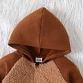 Baby Boy/Girl Sherpa Fleece Colorblock Hooded Raglan-sleeve Jacket Brown image 3