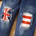 2pcs Baby Boy 100% Cotton Denim Union Jack Print Ripped Jeans and Long-sleeve Hoodie Set Tibetanblue image 5