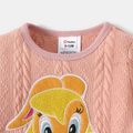 Looney Tunes 2pcs Baby Boy/Girl Animal Embroidered Long-sleeve Cable Knit Top and Pants Set Light Pink image 3