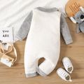 Baby Boy/Girl Koala Embroidered Contrast Collar Long-sleeve Fuzzy Jumpsuit ColorBlock image 2