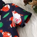 Christmas Baby Boy Allover Santa Print Short-sleeve Bow Tie Romper Deep Blue image 4