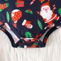 Christmas Baby Boy Allover Santa Print Short-sleeve Bow Tie Romper Deep Blue image 5