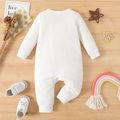 Baby Boy/Girl Rainbow Embroidered Ribbed Long-sleeve Button Jumpsuit White image 3