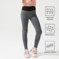 Activewear Kid Girl High Waist Colorblock Breathable Leggings Grey image 1