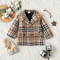 Baby Boy Plaid Lapel Collar Long-sleeve Double Breasted Wool Blend Coat PLAID image 1