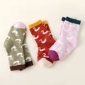 3-pairs Toddler Cartoon Animal Pattern Crew Socks Red image 5