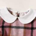 Toddler Girl Doll Collar Plaid Bowknot Design Long-sleeve Dress Pink image 3