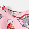 Tom and Jerry 2pcs Kid Girl Allover Print Bell sleeves Dress and Fleece Vest Set Pink image 4