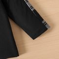 2pcs Baby Boy/Girl Bear Embroidered Black Long-sleeve T-shirt and Plaid Pants Set BlackandWhite image 4