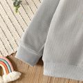 Toddler Girl/Boy Rainbow Embroidered Waffle Sweatshirt Grey