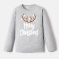 Go-Neat Water Repellent and Stain Resistant Christmas Family Matching Antlers & Letter Print Long-sleeve Tee Grey image 5