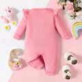 Baby Girl Unicorn Print Pink Ruffle Trim Long-sleeve Jumpsuit Pink image 2