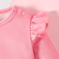 Baby Girl Unicorn Print Pink Ruffle Trim Long-sleeve Jumpsuit Pink image 3