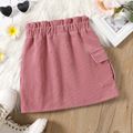 Kid Girl Pocket Design Solid Color Paperbag Skirt Pink image 2