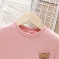 2pcs Kid Girl 3D Bear Design Pink Sweatshirt and Plaid Skirt Set Pink image 2