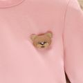2pcs Kid Girl 3D Bear Design Pink Sweatshirt and Plaid Skirt Set Pink image 3