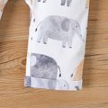 2pcs Baby Boy 95% Cotton Long-sleeve Tee and Allover Elephant Print Overalls Set Dark Brown image 5