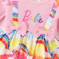 Barbie Baby Girl 2 in 1 Rainbow and Bowknot Long-sleeve Romper Pink image 4