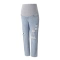 Maternity Ripped Straight Leg High-Rise Jeans Light Blue image 2