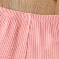 Kid Girl Solid Color Bowknot Design Mesh Splice Flared Pants Pink image 5