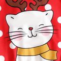 Kid Girl Sweet Polka dots Kitty Print Red Sweatshirt Red image 3